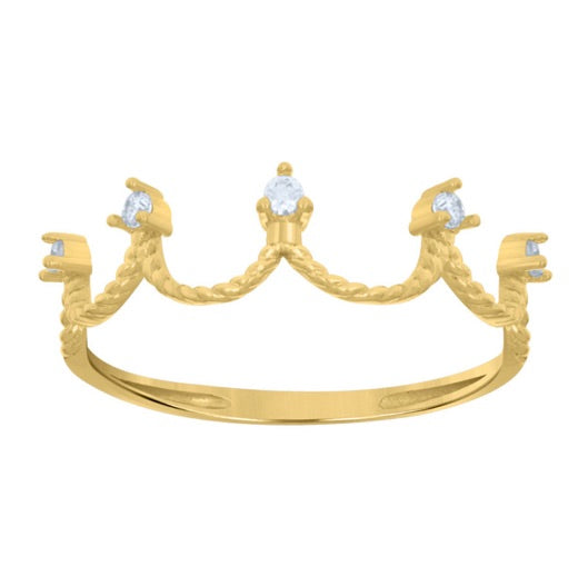 10K White Gold Tiara Ring with White Sapphires – Elegant and Regal Design