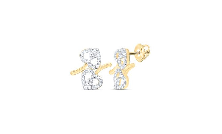 10k yellow gold diamond heart earrings with 1/4CTW natural diamonds