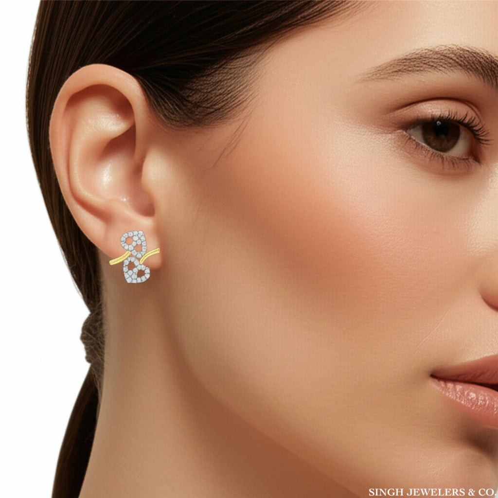 10k yellow gold diamond heart earrings with 1/4CTW natural diamonds