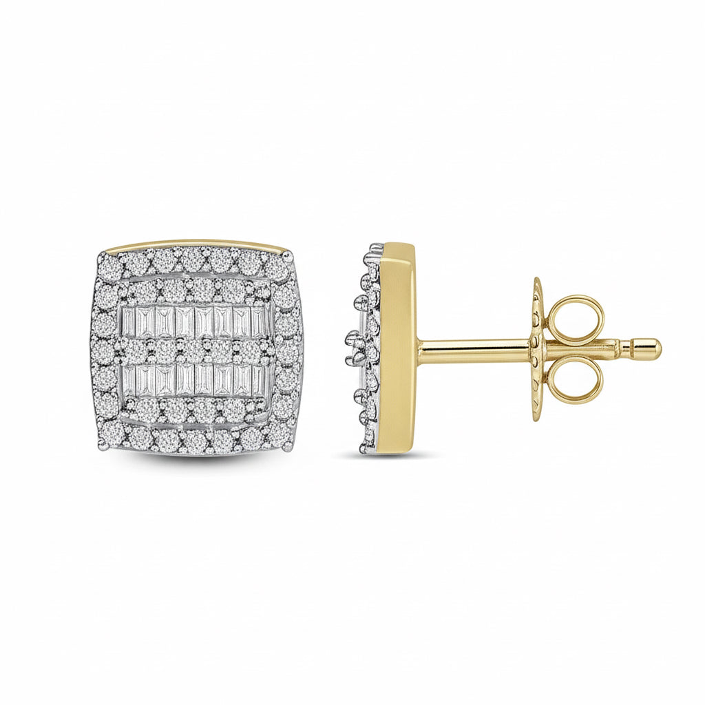 10K yellow gold baguette diamond earrings with 1/3 carat total weight