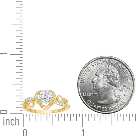 10k Yellow Gold Cubic Zirconia Infinity Promise Ring – Size 7"