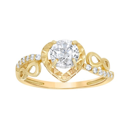 10k Yellow Gold Cubic Zirconia Infinity Promise Ring – Size 7"