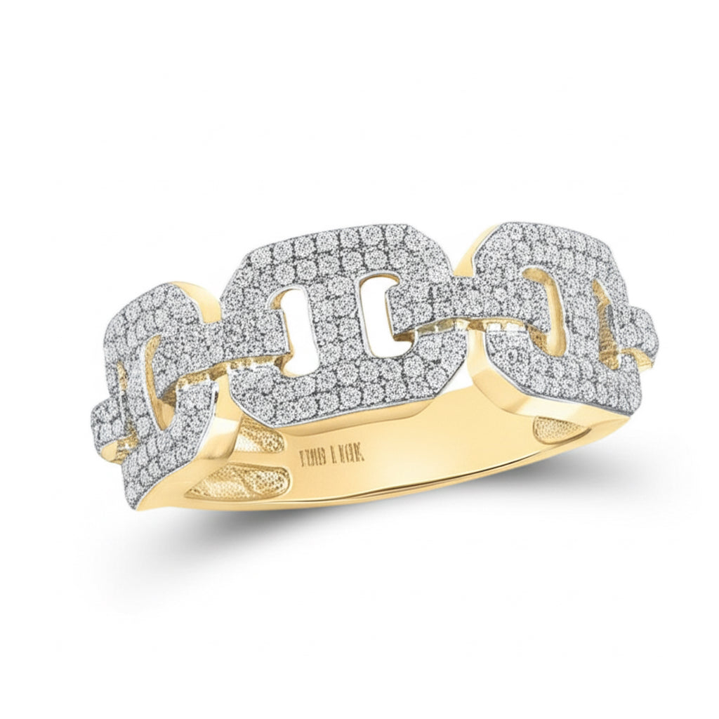 10K yellow gold diamond band ring with 5/8 carat total weight of round diamonds