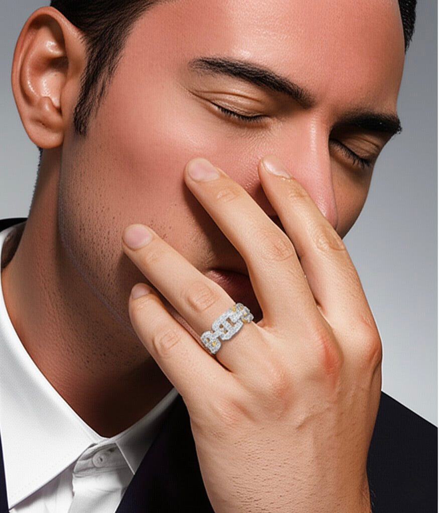10K yellow gold diamond band ring with 5/8 carat total weight of round diamonds