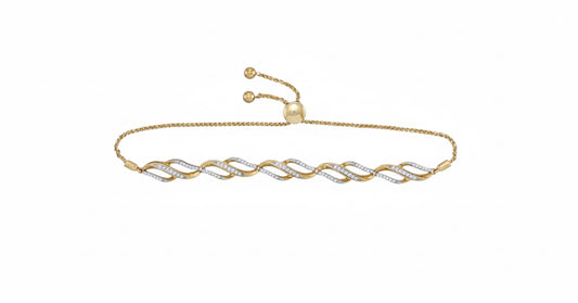10K yellow gold adjustable bolo bracelet with 1/3 carat round diamonds