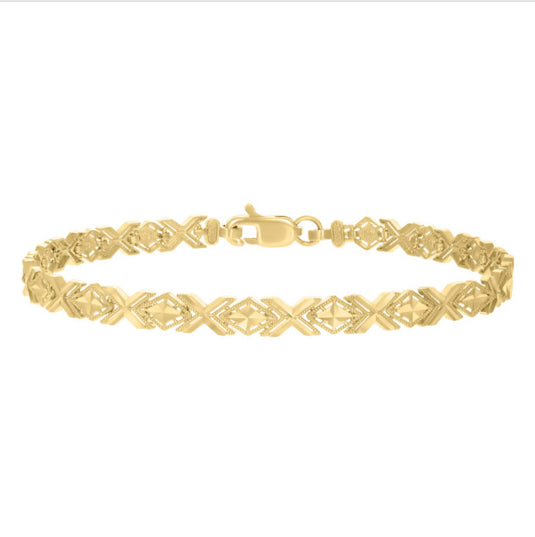 ladies bracelet in 10 karat gold, diamond-cut shine