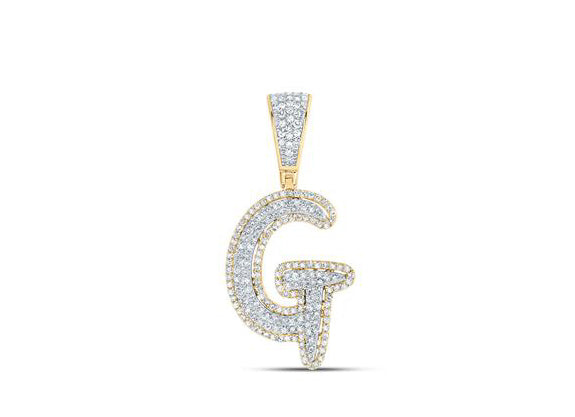 10K yellow gold diamond G initial charm with 1/3 carat total weight