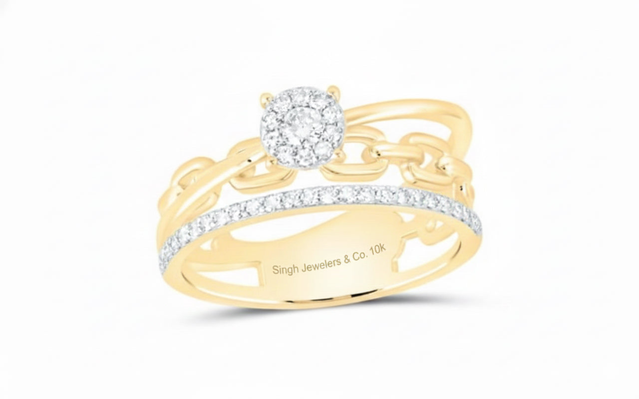 10K Gold Natural Diamond Ring for Women – 1/4 CTW