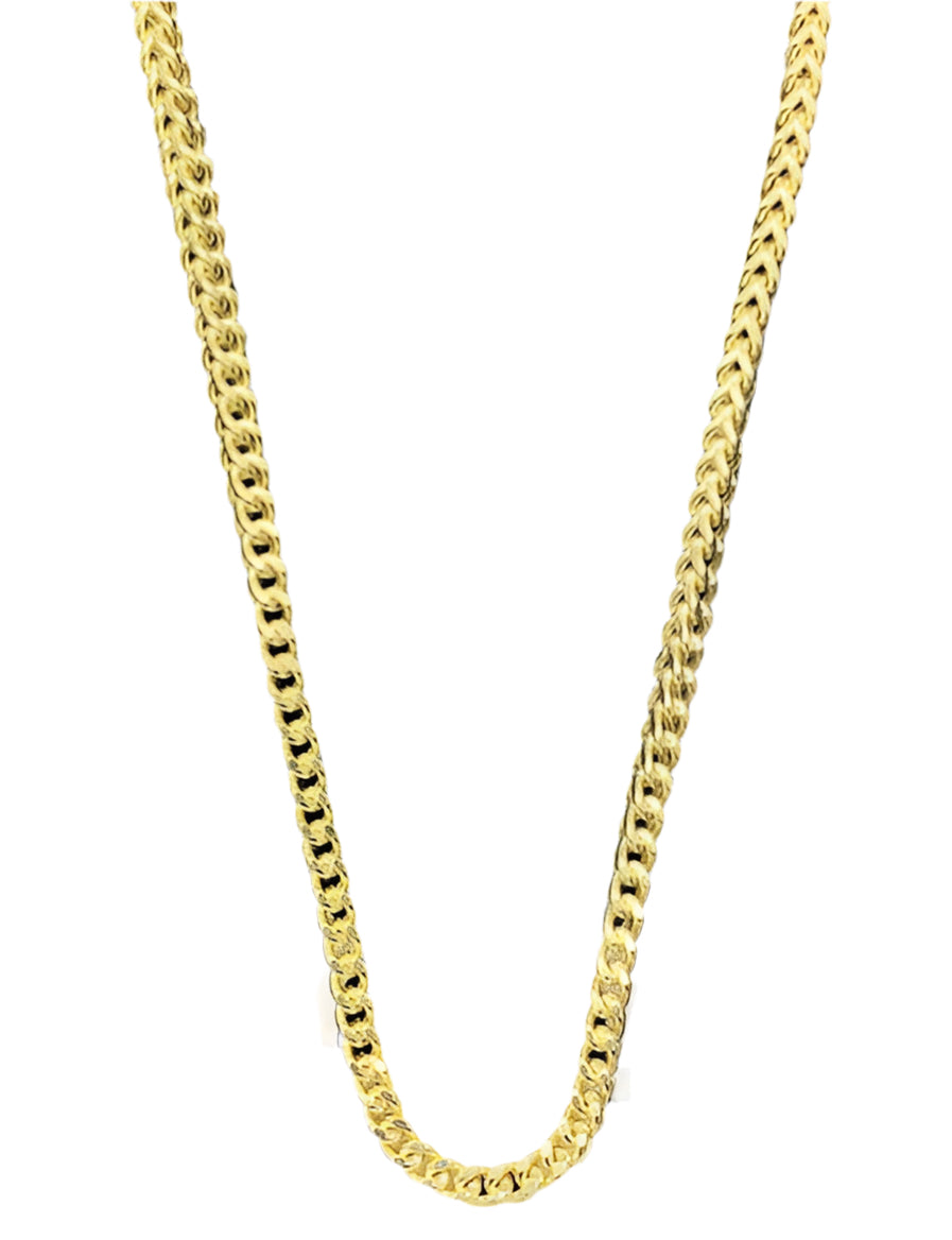 10K yellow gold Franco chain necklace, 4mm wide, durable gold chain
