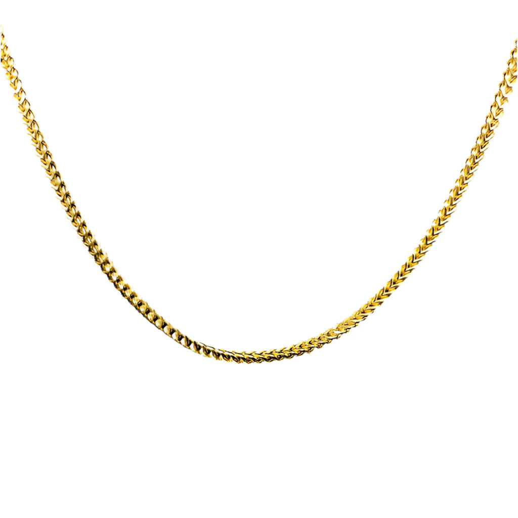 10K yellow gold Franco chain necklace, 4mm wide, durable gold chain