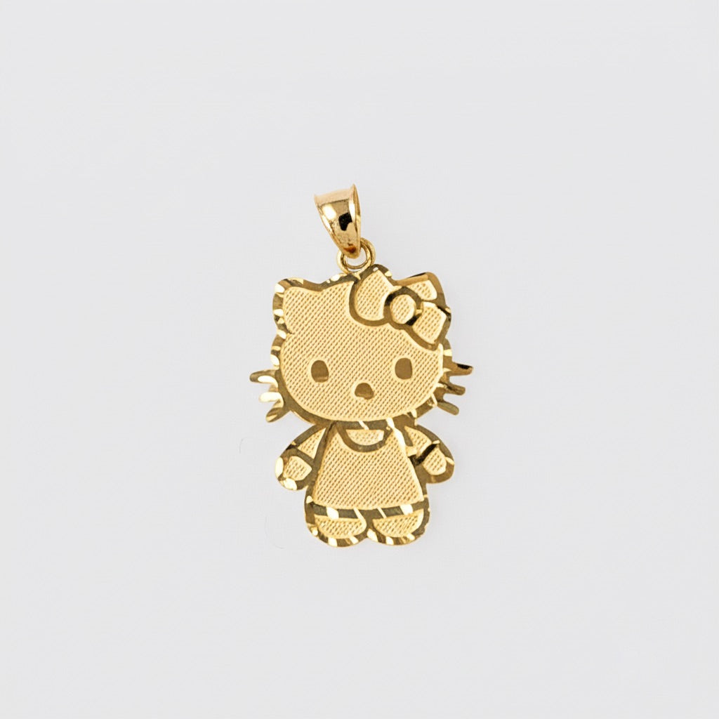 10k yellow gold Hello Kitty charm with detailed design – no chain included