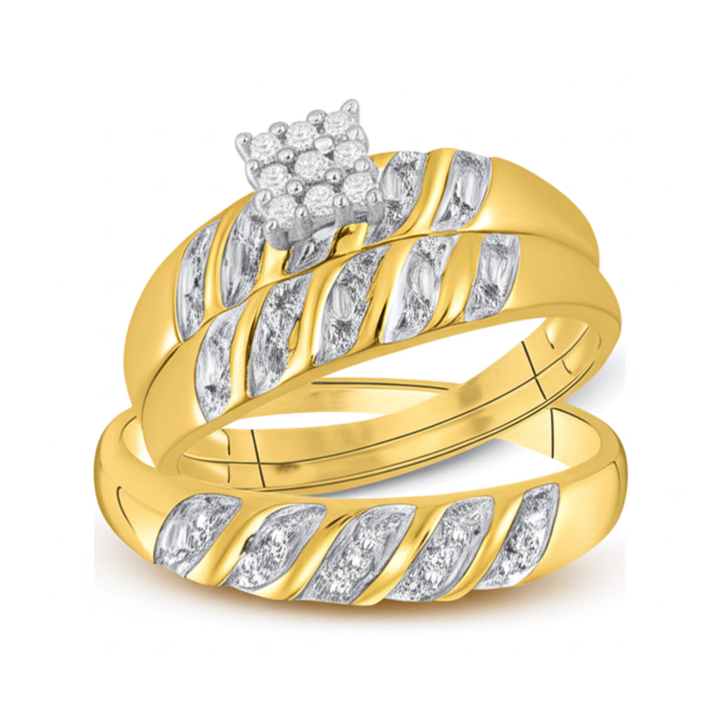 10K Gold Matching Diamond Trio Ring Set – 1/10 CTW