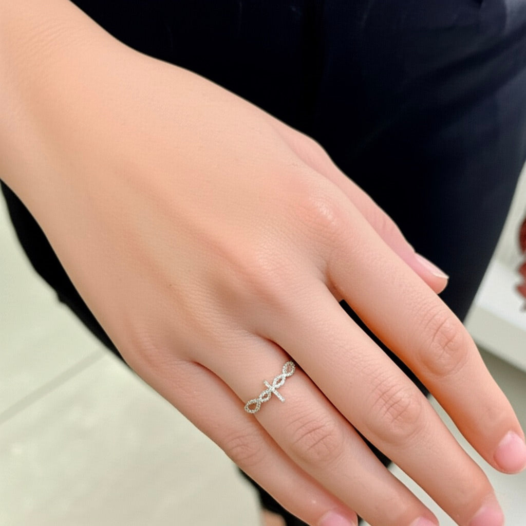 Infinity Cross Diamond Ring – 10k Yellow Gold Women’s Jewelry