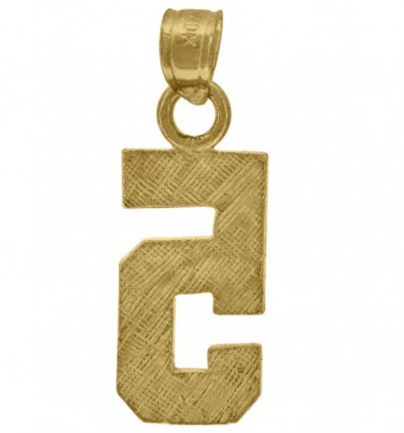 10k Yellow Gold Number 5 Charm on chain – polished finish
