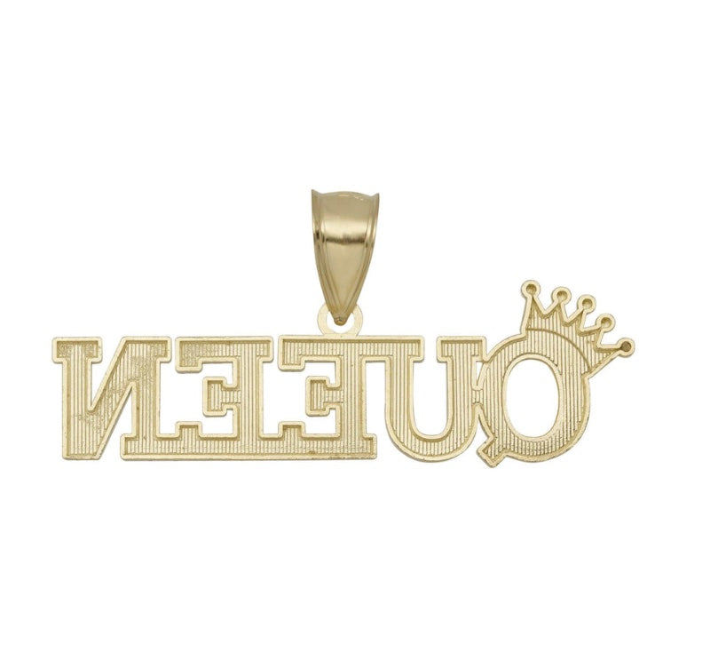 Royal 10K Gold Queen Pendant, perfect for necklaces or chains