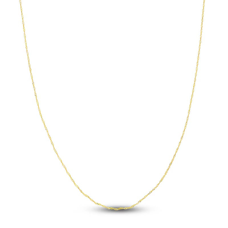 10K yellow gold Singapore chain, 1.15mm thickness, perfect for layering or standalone wear. Elegant and durable necklace for everyday style.