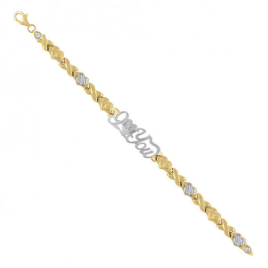 10K yellow gold Turkish 'I Love You' bracelet 7 inches