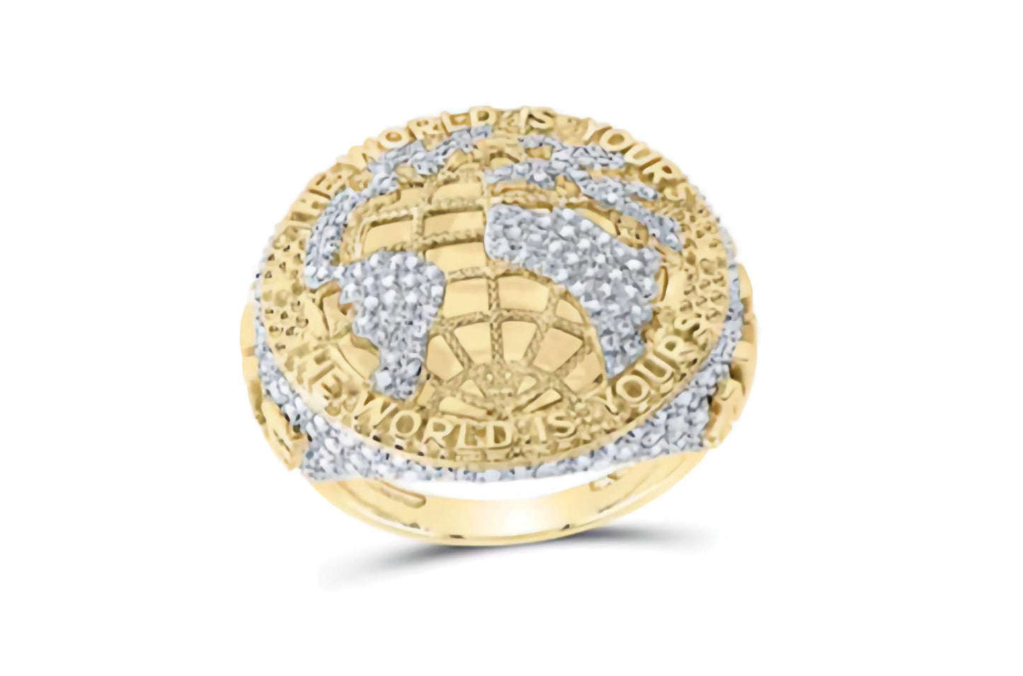 10K yellow gold "The World Is Yours" ring front view