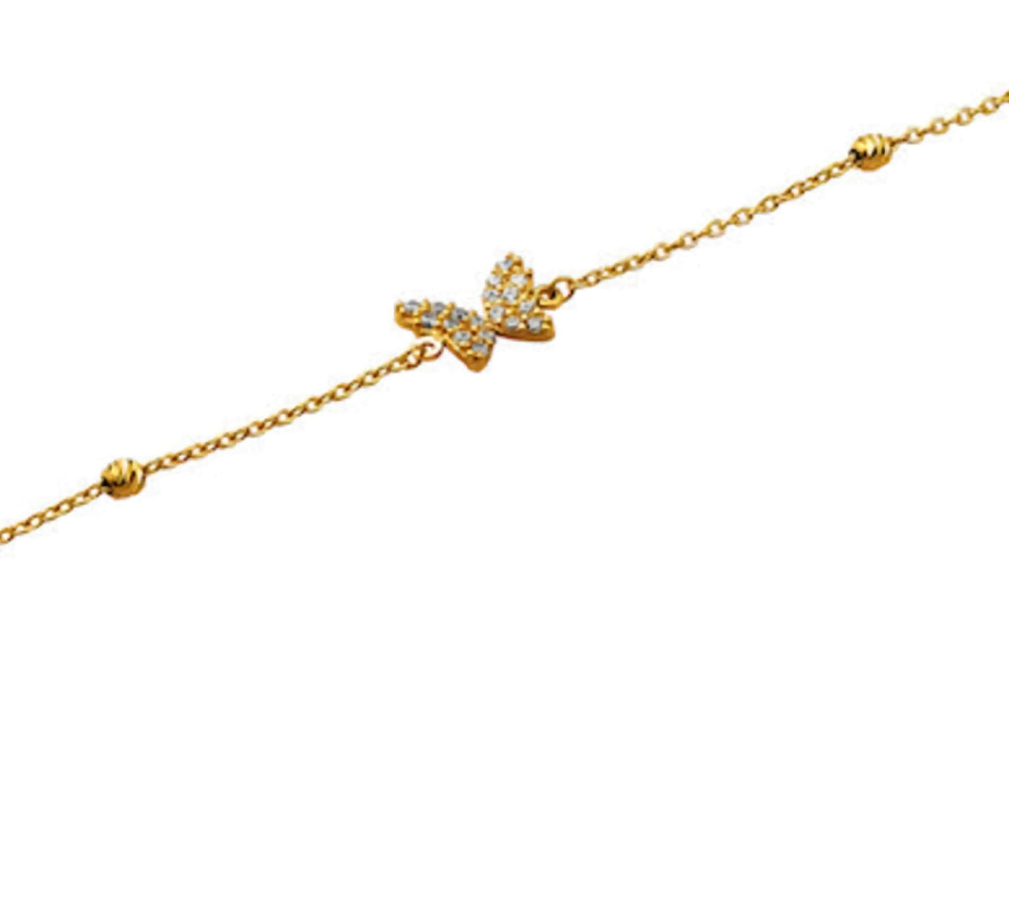 10K Yellow Gold Butterfly Anklet with Cubic Zirconia (CZ) – Dainty Gold Anklet