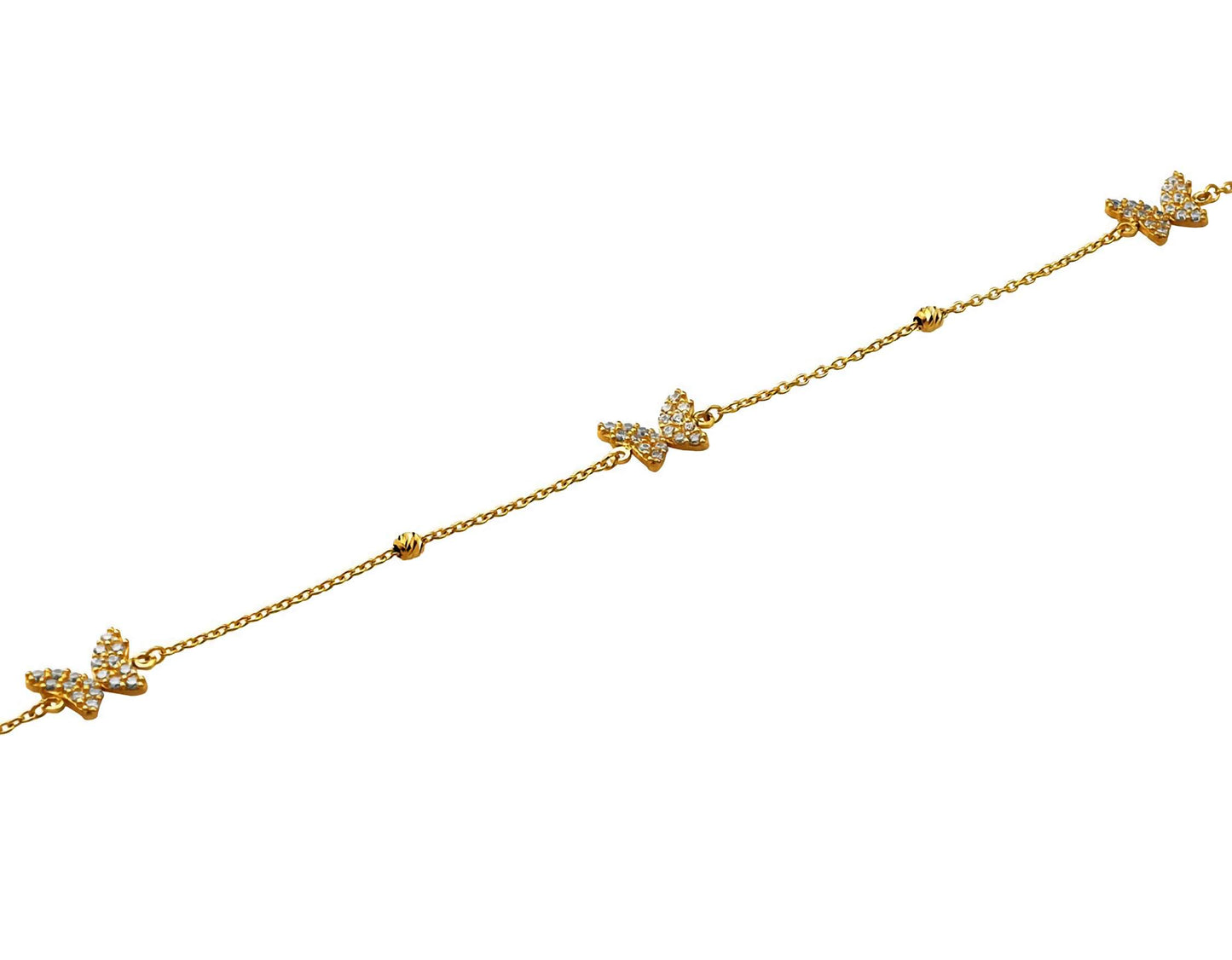 10K Yellow Gold Butterfly Anklet with Cubic Zirconia (CZ) – Dainty Gold Anklet