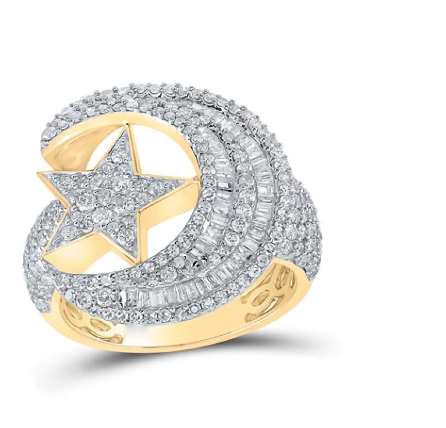 10k Crescent Moon Star Ring
