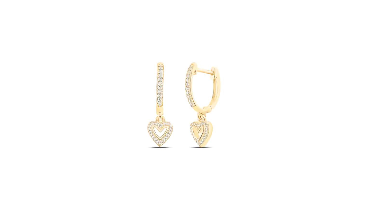 10k Heart Shaped Diamond Hoops