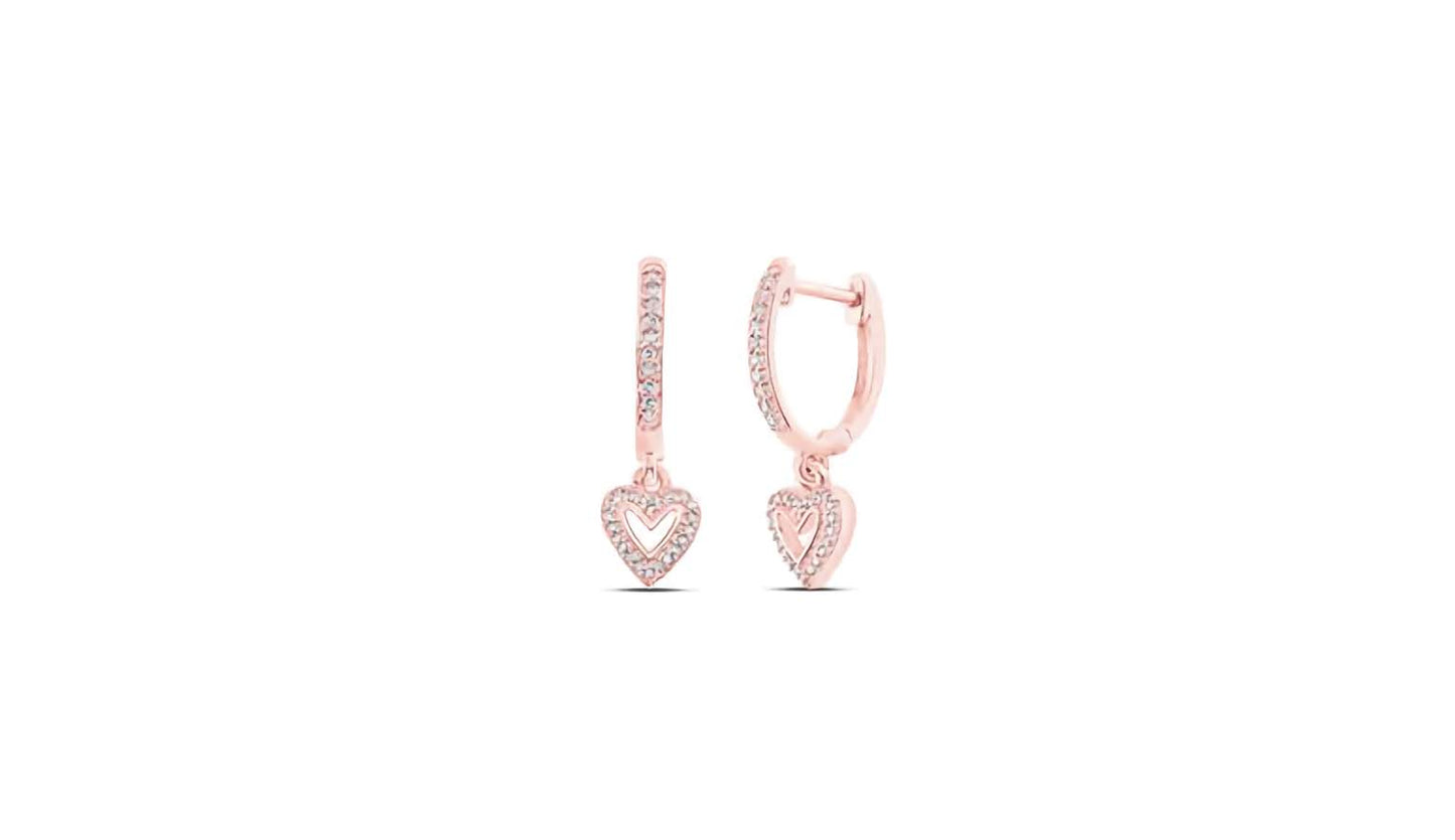 10k Heart Shaped Diamond Hoops
