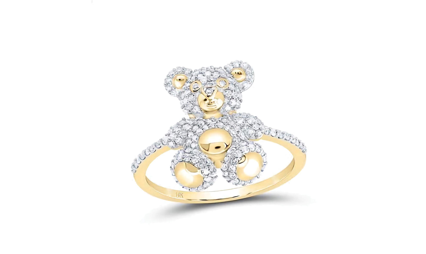"10k Teddy Bear 1/2 Cttw Diamond Ring Size 7