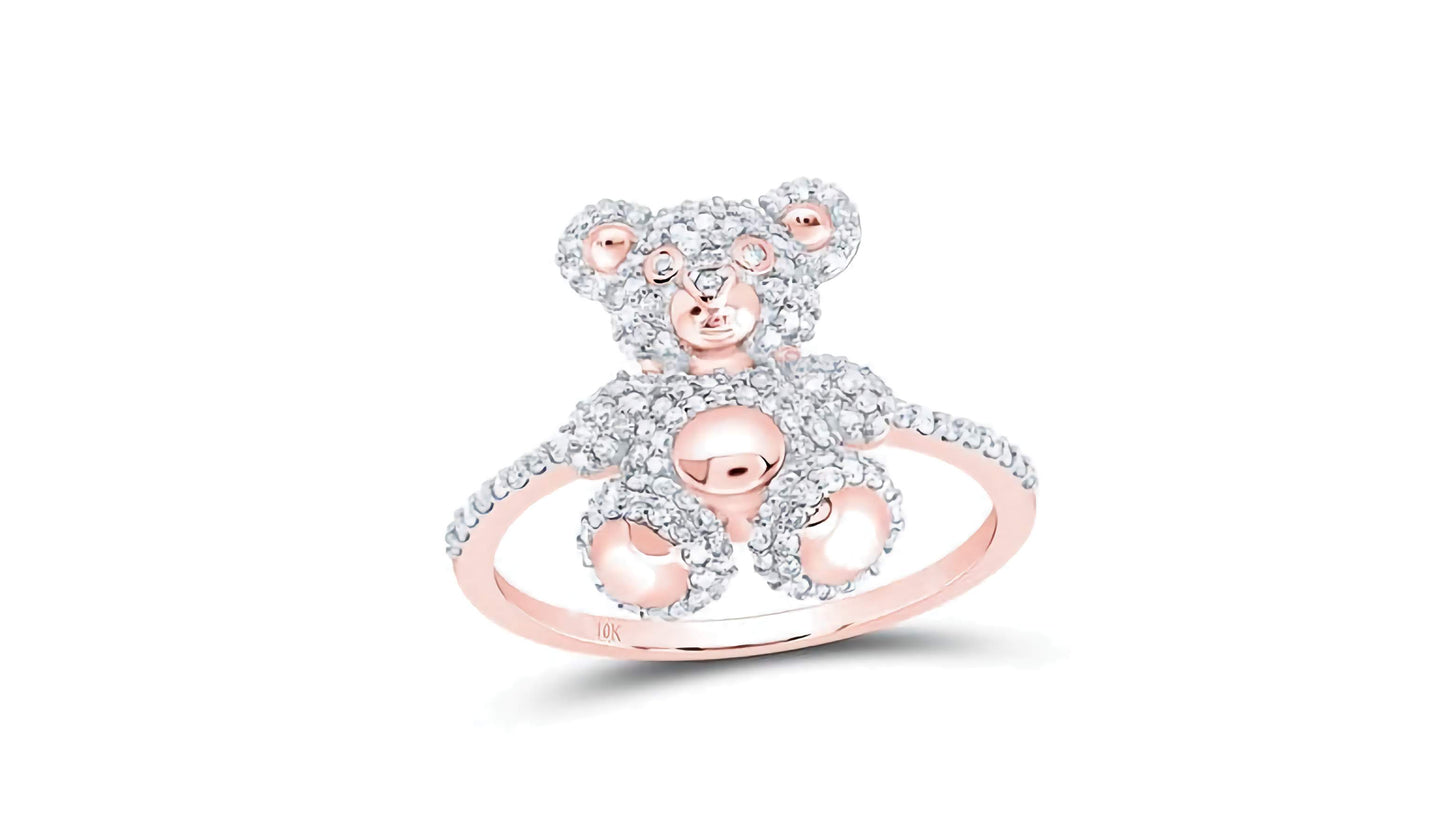 "10k Teddy Bear 1/2 Cttw Diamond Ring Size 7