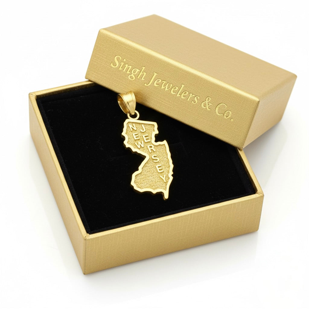 10k gold yellow gold new jersey charm in box