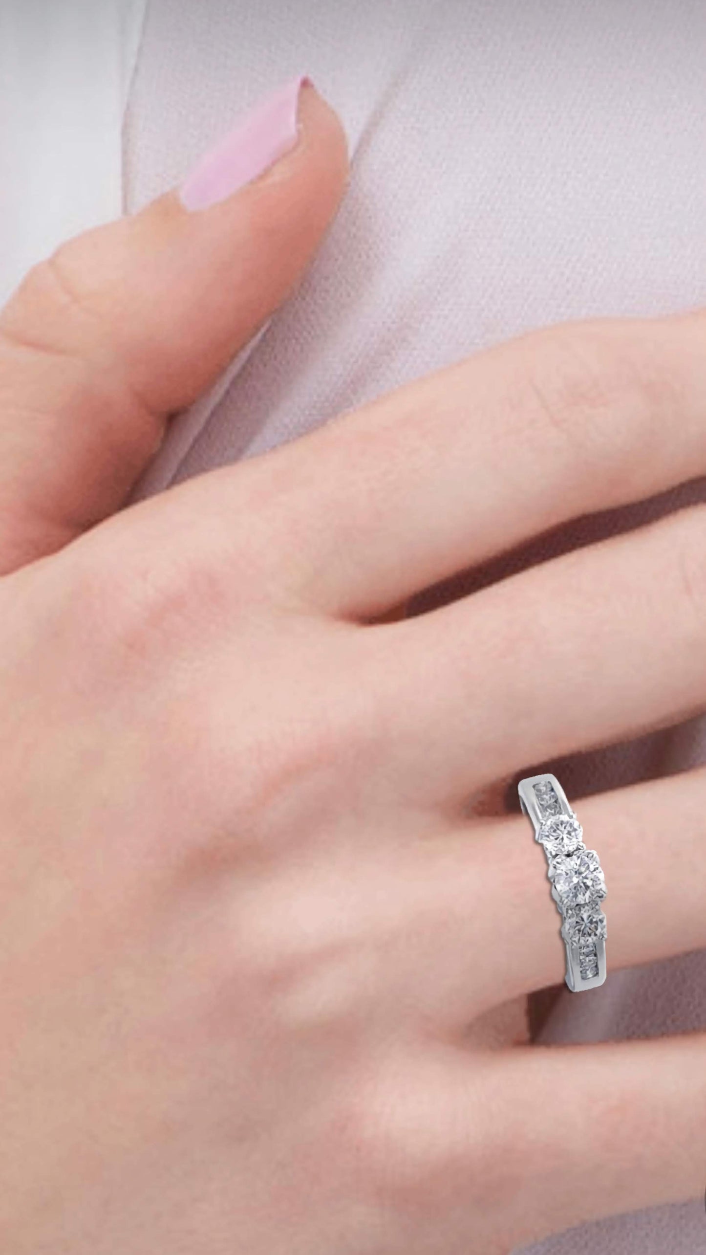 14K Past Present Future 3 Stone Diamond Engagement Ring