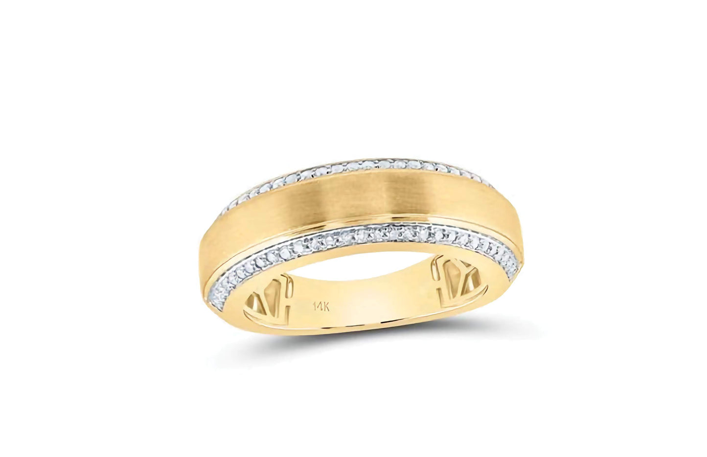14K Yellow Gold Men's 3/8 Cttw Diamond Satin Wedding Band