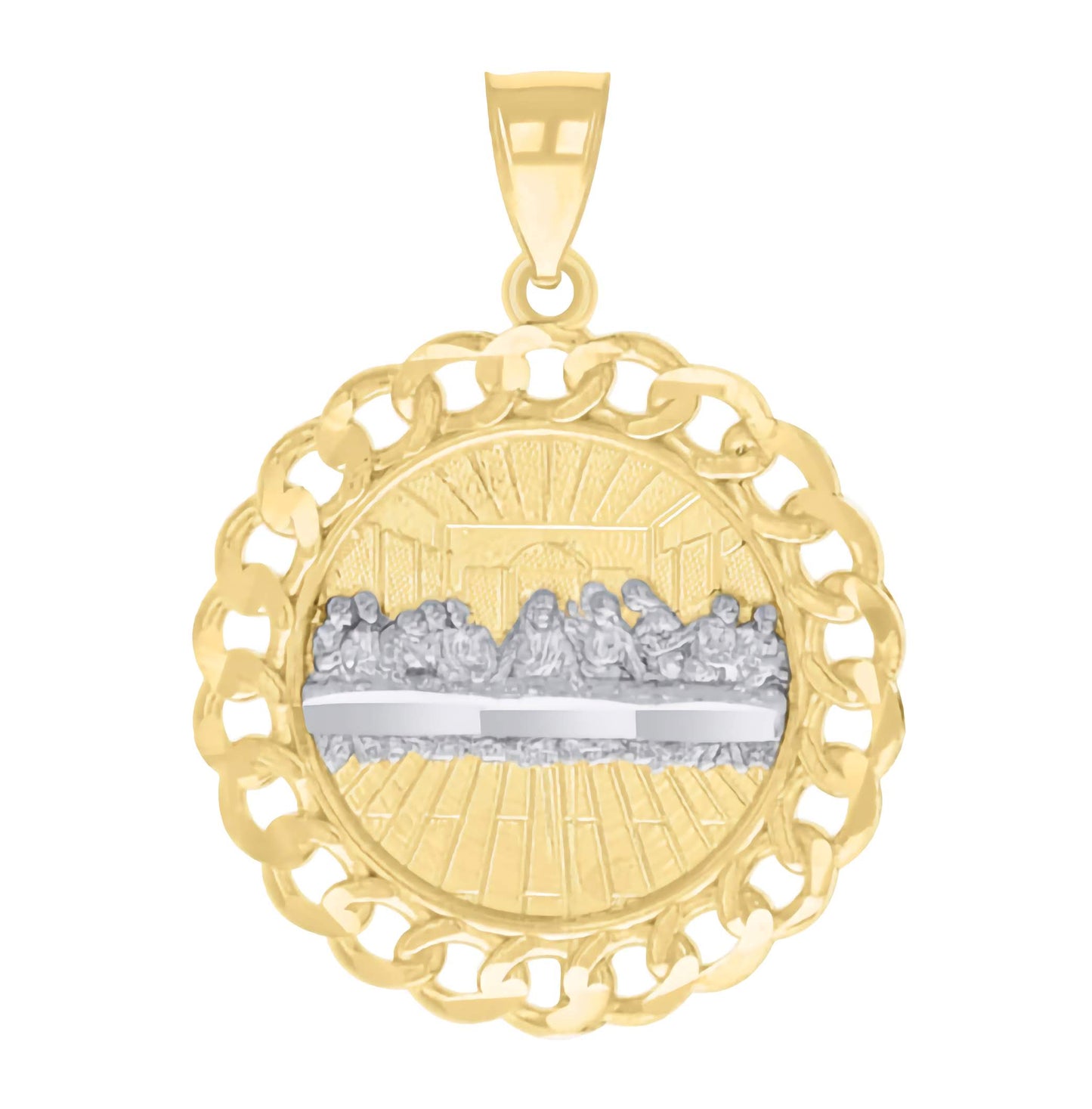 14k chained last supper pendant, 29.8mm height, 22.3mm width, gold religious jewelry