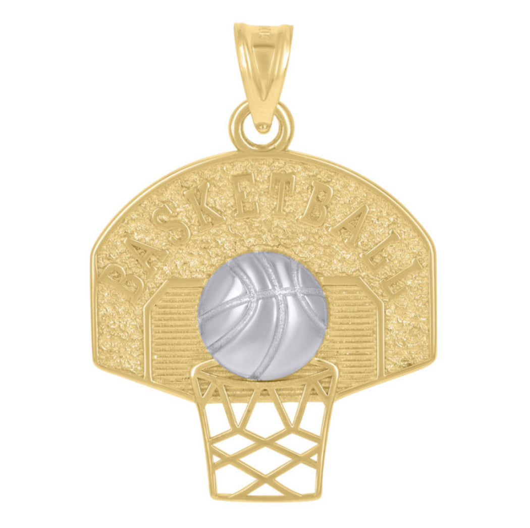 14K Gold Men's Basketball Charm Pendant - Custom Jewelry for Athletes