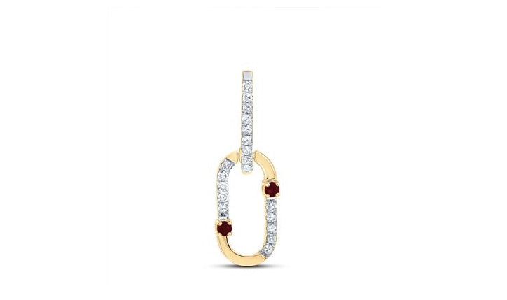 14K Rose Gold & Yellow Gold Paper Clip Charm with 0.03 Cttw Ruby & 1/12 Cttw Diamonds – No Chain Included