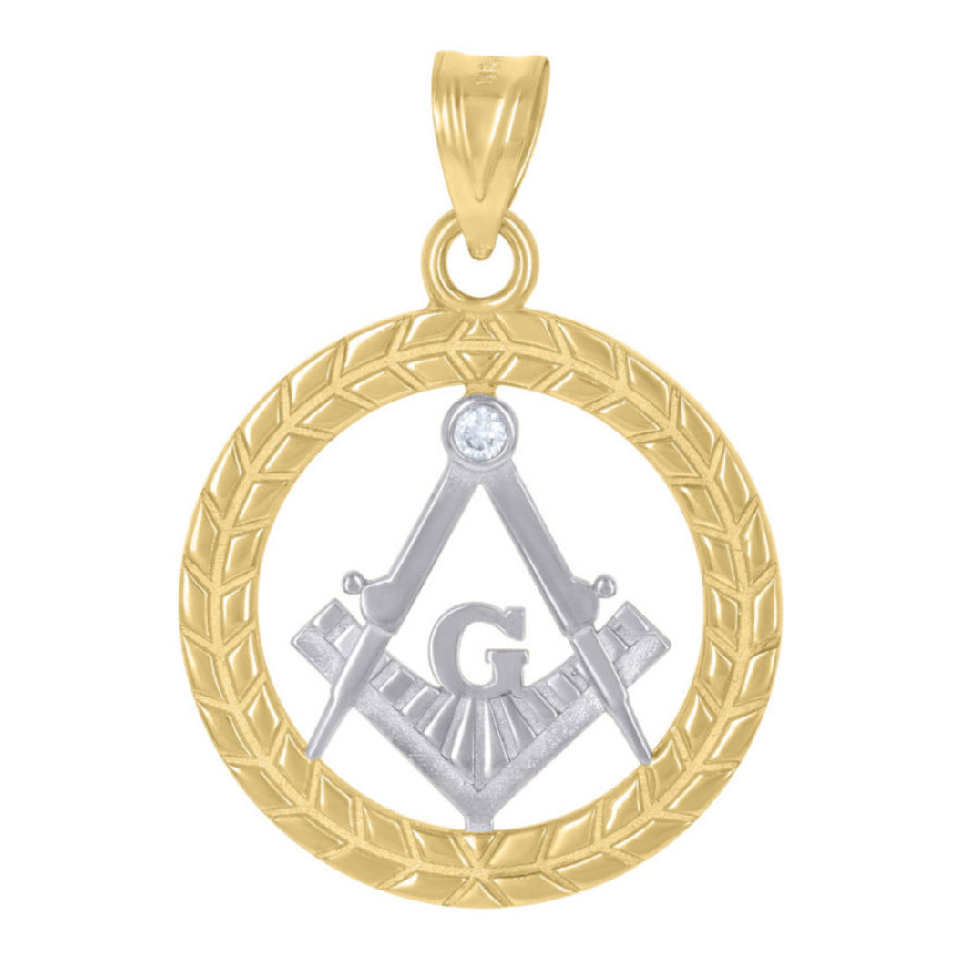 14K Two-Tone Gold Men's Masonic Symbol Pendant – Freemason Jewelry
