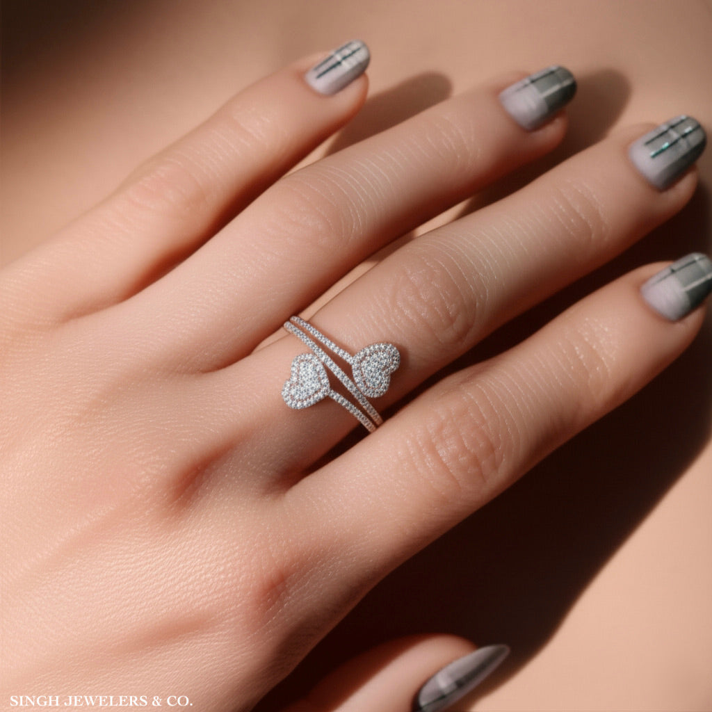 14K White Gold 5/8 CTW Diamond Heart Ring on Hand – Timeless and Elegant Heart-Shaped Design with Sparkling Diamonds