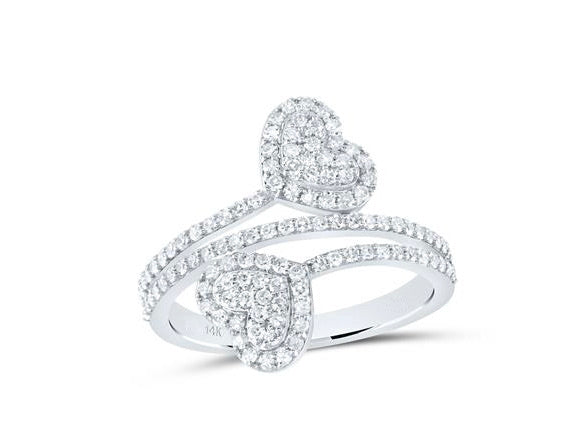 14K White Gold 5/8 CTW Natural Diamond Heart Ring – Classic and Elegant Heart Design with Sparkling Diamonds