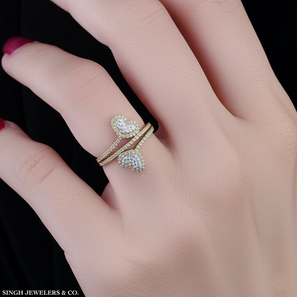 14K Yellow Gold 5/8 CTW Diamond Heart Ring on Hand – Romantic and Elegant Heart-Shaped Design with Sparkling Diamonds
