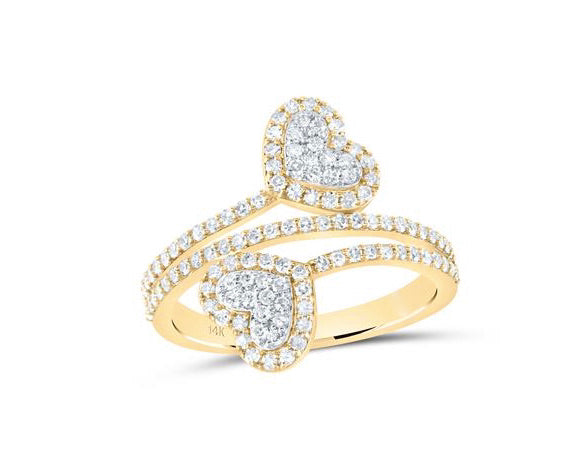 14K Yellow Gold 5/8 CTW Natural Diamond Heart Ring – Elegant and Romantic Design with Sparkling Diamonds