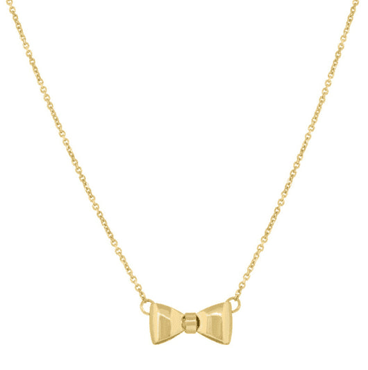 14K yellow gold bow pendant necklace, 18 inches