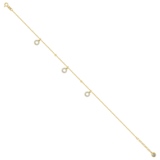 Elegant 14K yellow gold circle bracelet, 8 inches long.