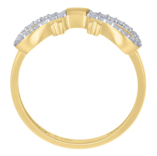 14K Yellow Gold Cubic Zirconia Bow Ring, Size 7