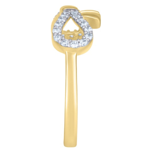 14K Yellow Gold Cubic Zirconia Bow Ring, Size 7