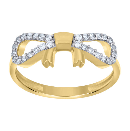 14K Yellow Gold Cubic Zirconia Bow Ring, Size 7