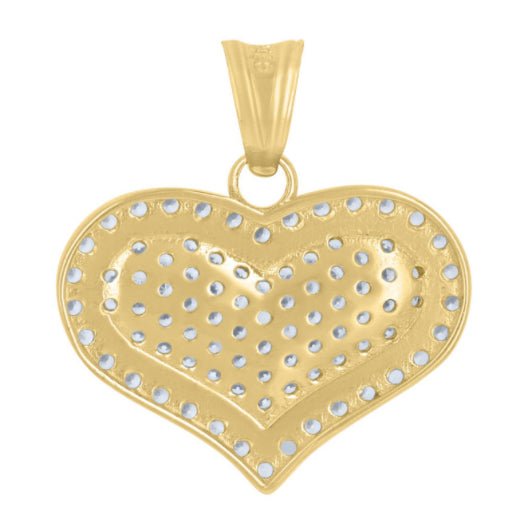 14K Yellow Gold CZ Heart Pendant - Elegant gold heart pendant with shimmering cubic zirconia stones, no chain included