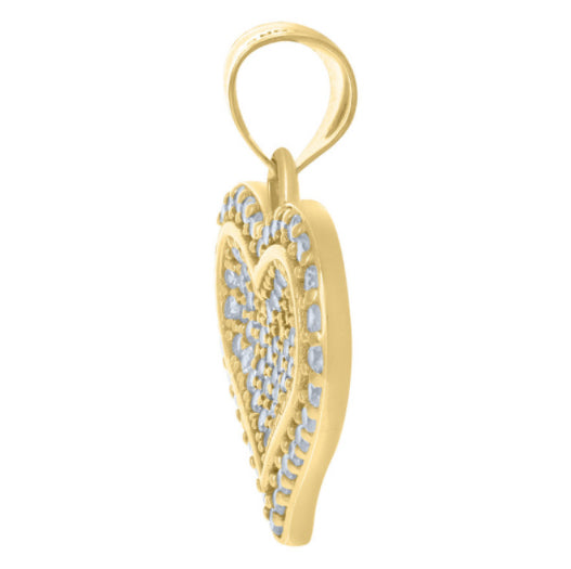 14K Yellow Gold CZ Heart Pendant - Elegant gold heart pendant with shimmering cubic zirconia stones, no chain included