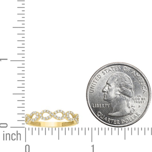 14K Yellow Gold Infinity Band Ring with Cubic Zirconia – Size 7, elegant and symbolic jewelry
