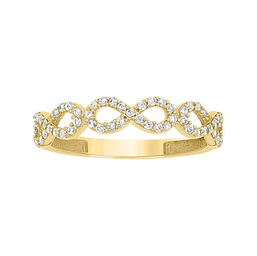 14K Yellow Gold Infinity Band Ring with Cubic Zirconia – Size 7, elegant and symbolic jewelry