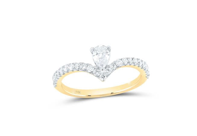 14k Yellow Gold Pear-Shaped Diamond Ring with 5/8 Cttw of Diamonds